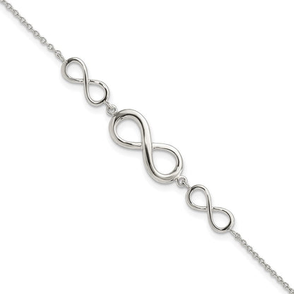 7.25 Zoll Sterlingsilber Rhodiniert Poliert Unendlichkeit Symbol Armband