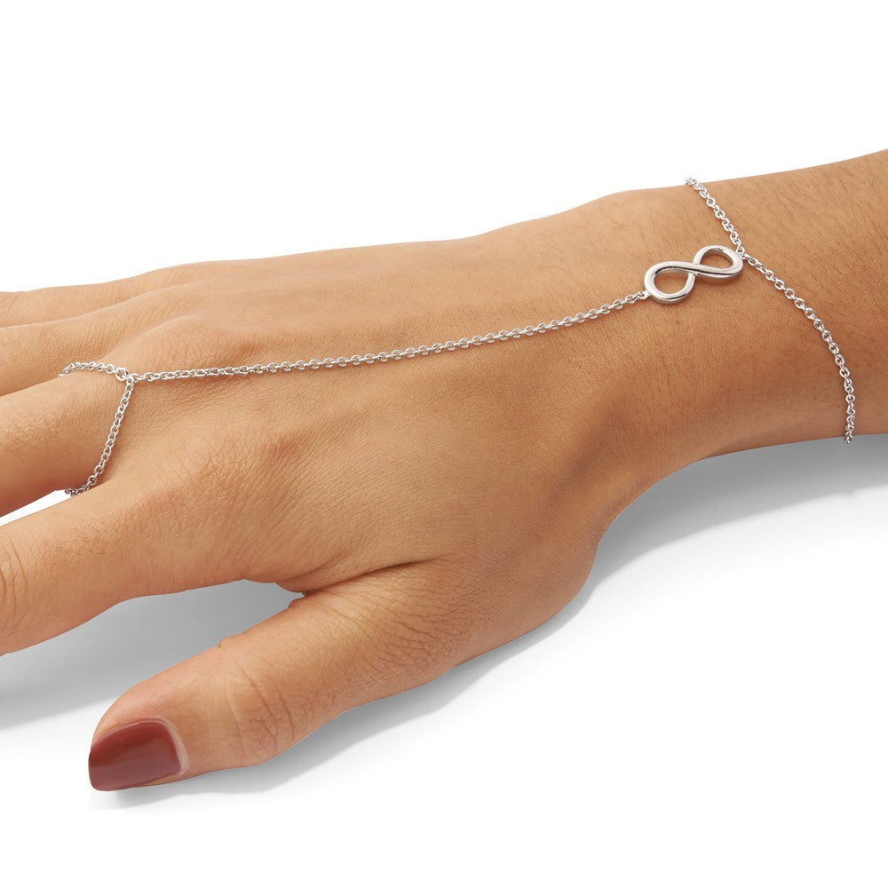 Sterlingsilber Rhodiniert Poliert Unendlichkeit Symbol Attached Ring/bracelet