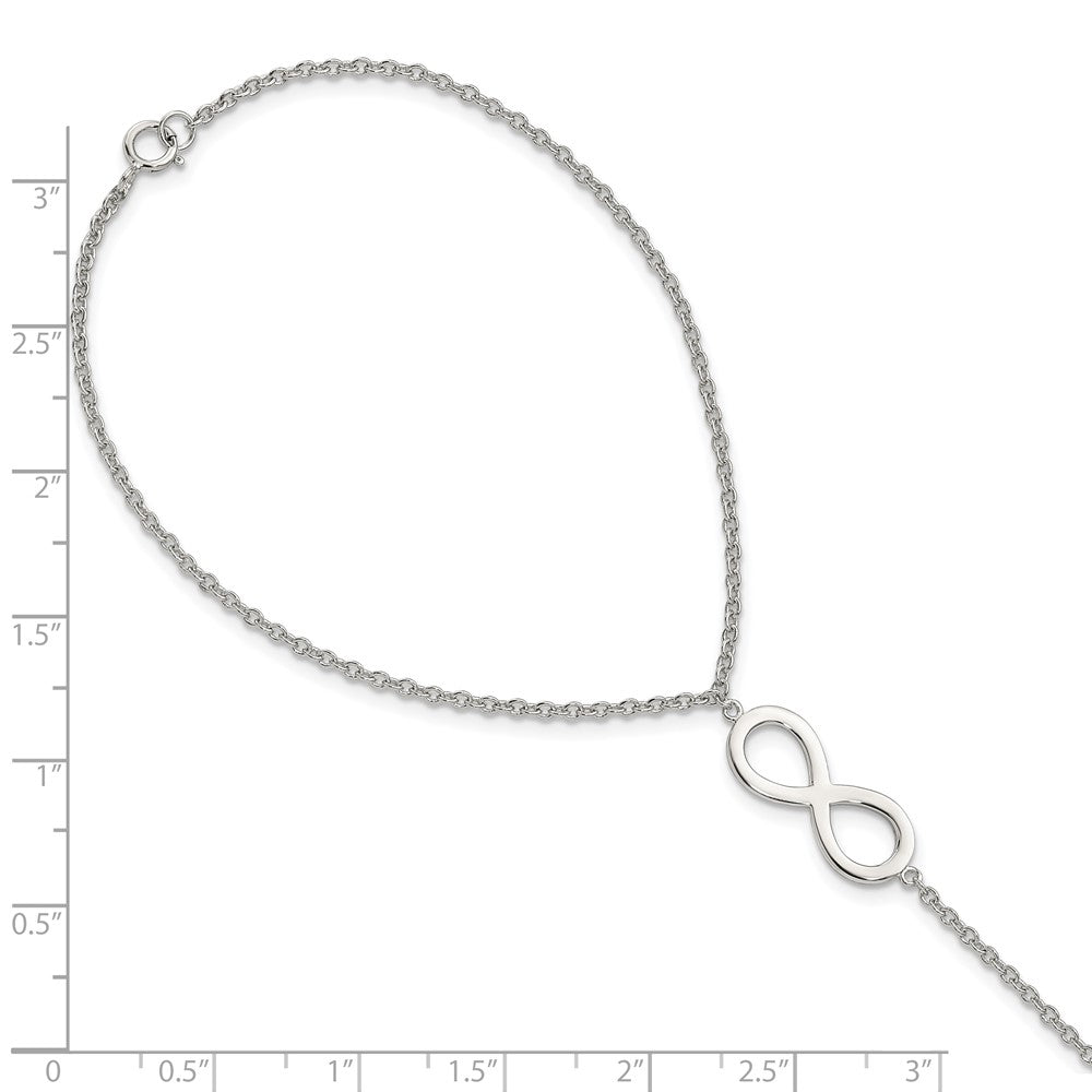 Sterlingsilber Rhodiniert Poliert Unendlichkeit Symbol Attached Ring/bracelet