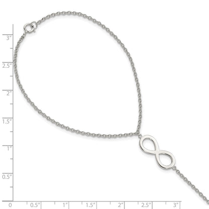 Sterlingsilber Rhodiniert Poliert Unendlichkeit Symbol Attached Ring/bracelet