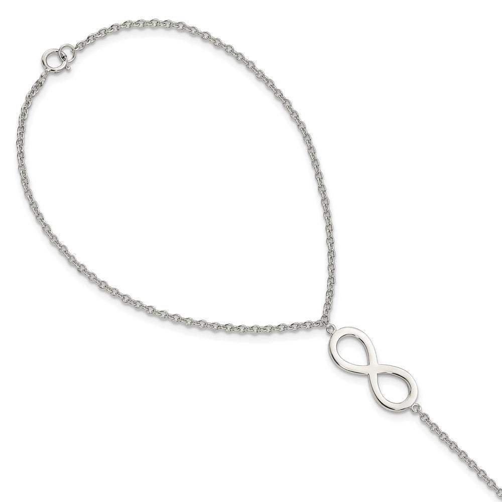 Sterlingsilber Rhodiniert Poliert Unendlichkeit Symbol Attached Ring/bracelet