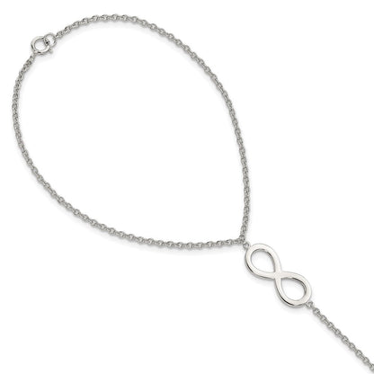 Sterlingsilber Rhodiniert Poliert Unendlichkeit Symbol Attached Ring/bracelet