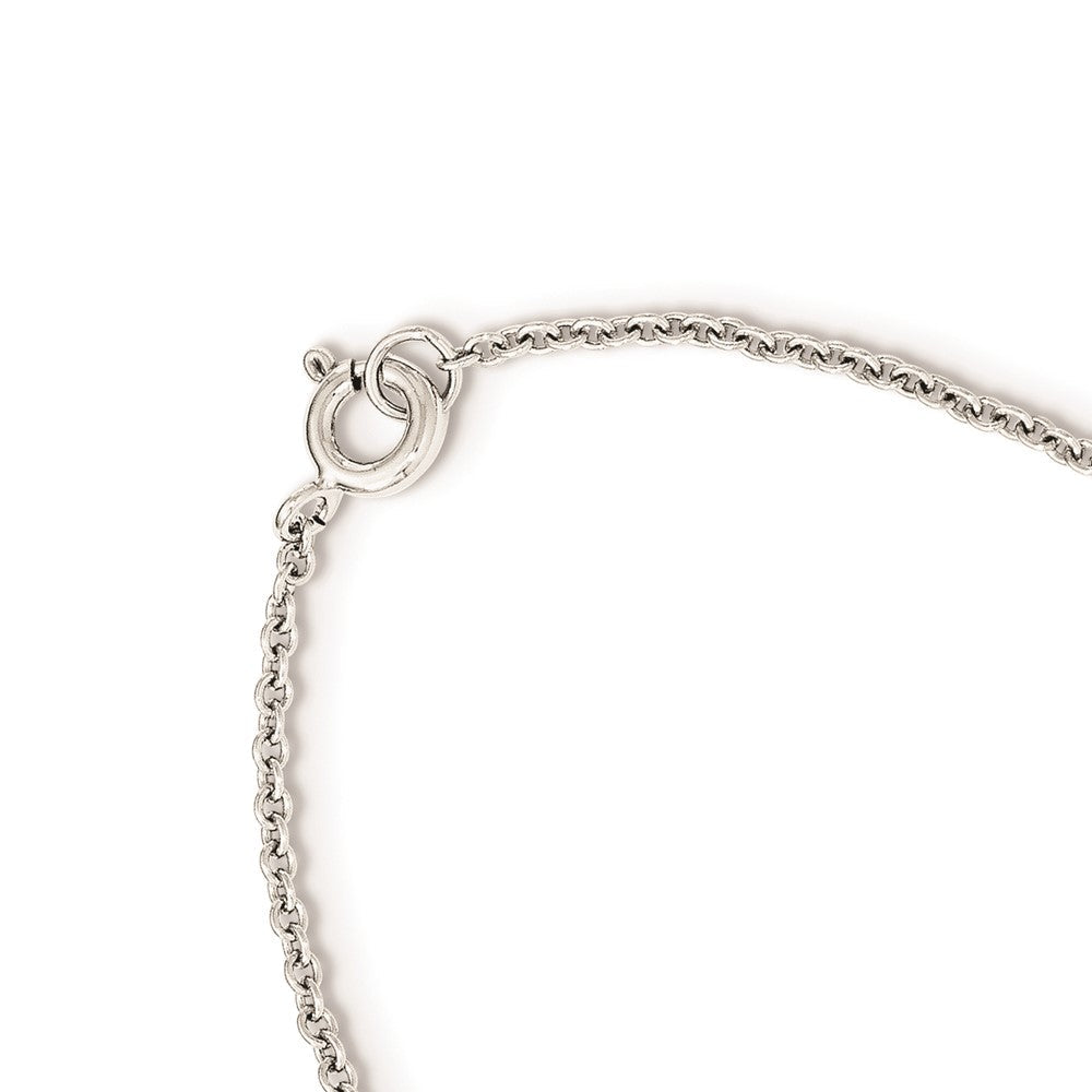 Sterlingsilber Rhodiniert Poliert Zirkonia Kreuz Attached Ring/bracelet