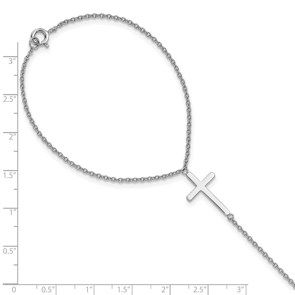 Sterlingsilber Rhodiniert Poliert Kreuz Attached Ring/bracelet