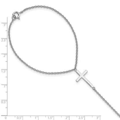Sterlingsilber Rhodiniert Poliert Kreuz Attached Ring/bracelet