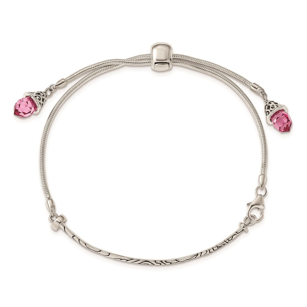 Sterlingsilber Antikisiert Rosa Kristall Briolette Verstellbar Armband