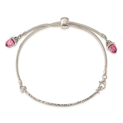 Sterlingsilber Antikisiert Rosa Kristall Briolette Verstellbar Armband