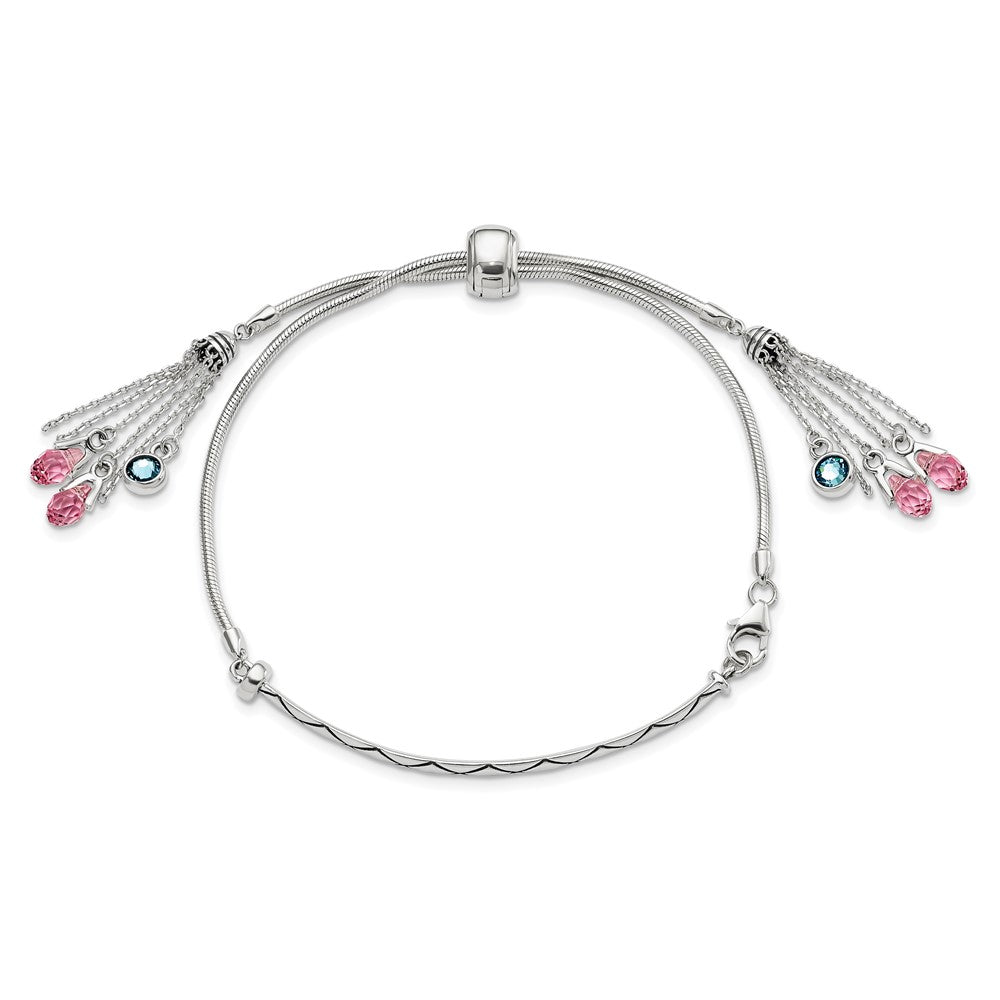 Sterlingsilber Antikisiert Kristall Briolette Verstellbar Armband