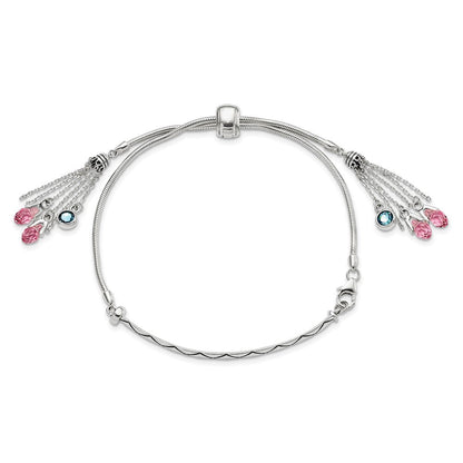 Sterlingsilber Antikisiert Kristall Briolette Verstellbar Armband