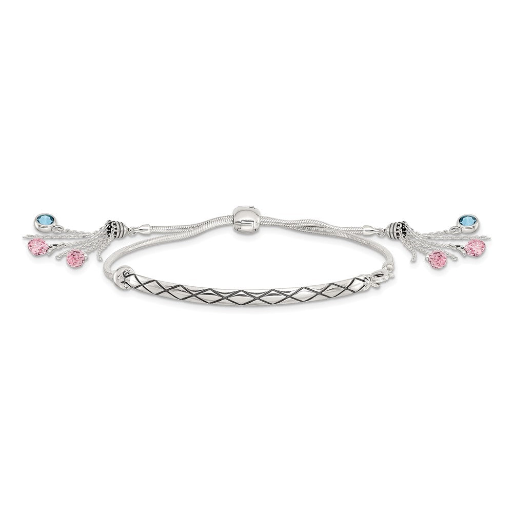 Sterlingsilber Antikisiert Kristall Briolette Verstellbar Armband