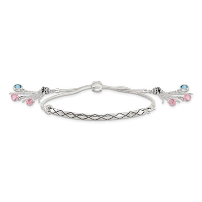 Sterlingsilber Antikisiert Kristall Briolette Verstellbar Armband