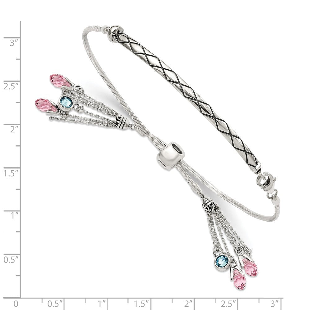Sterlingsilber Antikisiert Kristall Briolette Verstellbar Armband