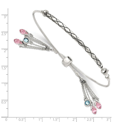Sterlingsilber Antikisiert Kristall Briolette Verstellbar Armband