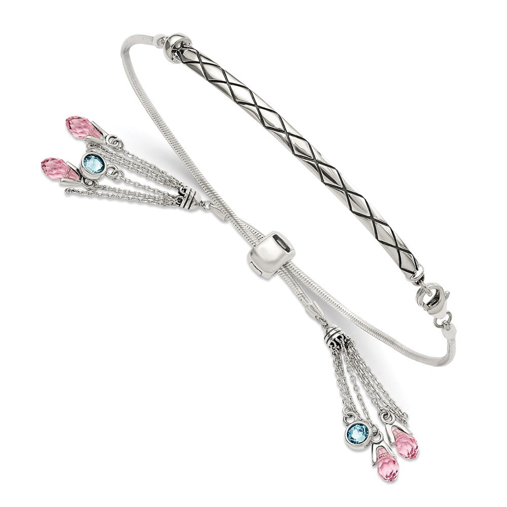 Sterlingsilber Antikisiert Kristall Briolette Verstellbar Armband
