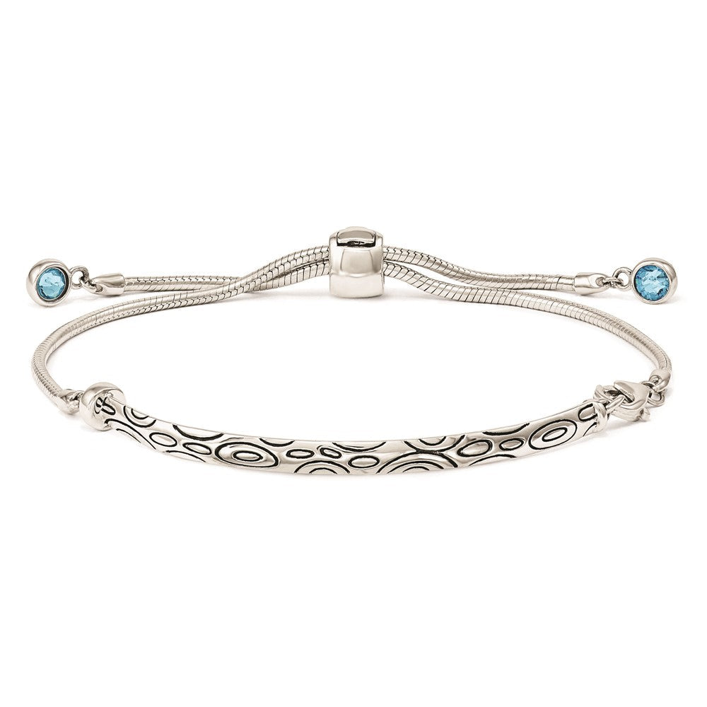 Sterlingsilber Antikisiert Blau Kristall Rund Zargenfassung Verstellbar Armband