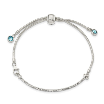 Sterlingsilber Antikisiert Blau Kristall Rund Zargenfassung Verstellbar Armband