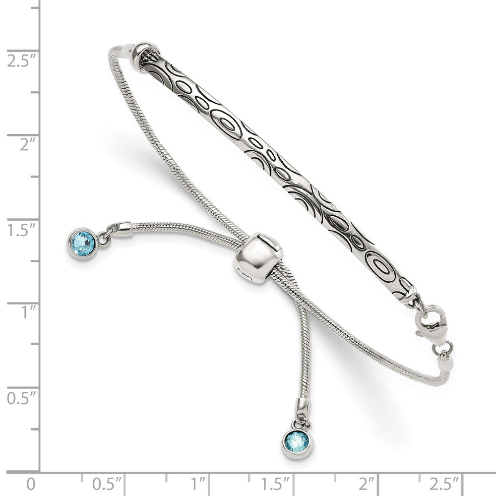 Sterlingsilber Antikisiert Blau Kristall Rund Zargenfassung Verstellbar Armband