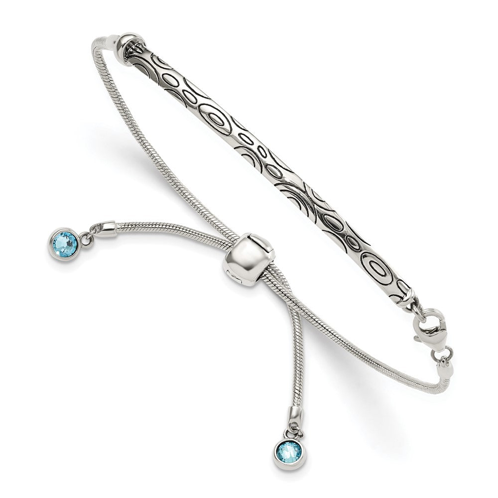 Sterlingsilber Antikisiert Blau Kristall Rund Zargenfassung Verstellbar Armband