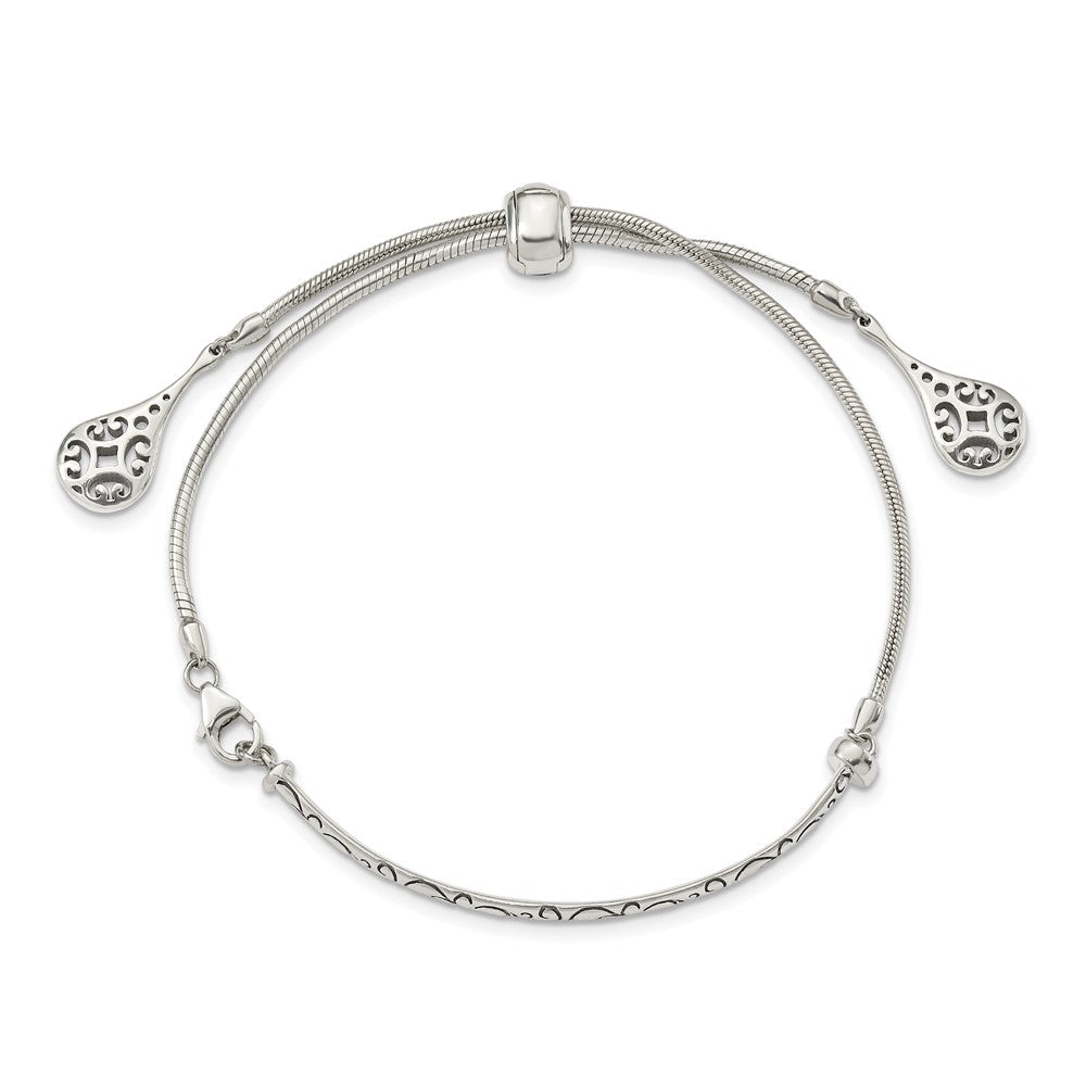 Sterlingsilber Antikisiert Filigran Drops Verstellbar Armband