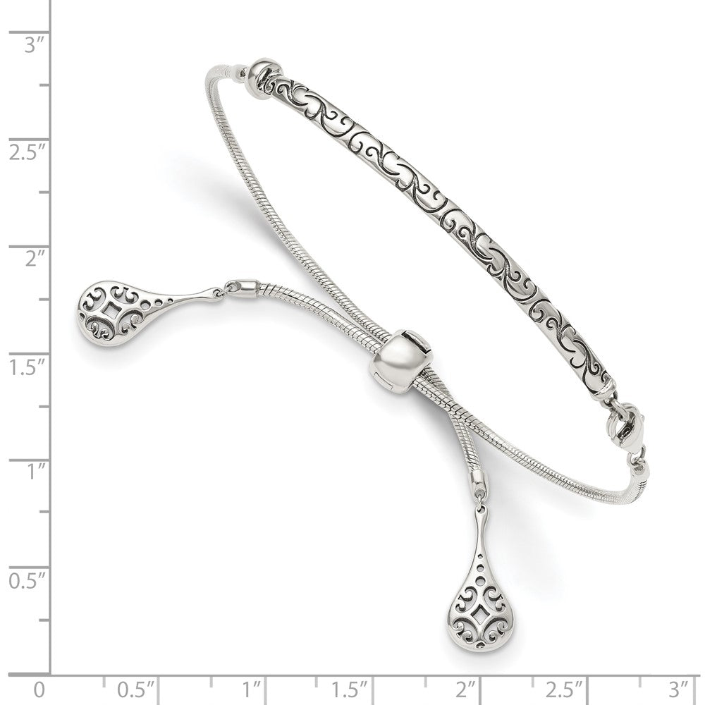 Sterlingsilber Antikisiert Filigran Drops Verstellbar Armband