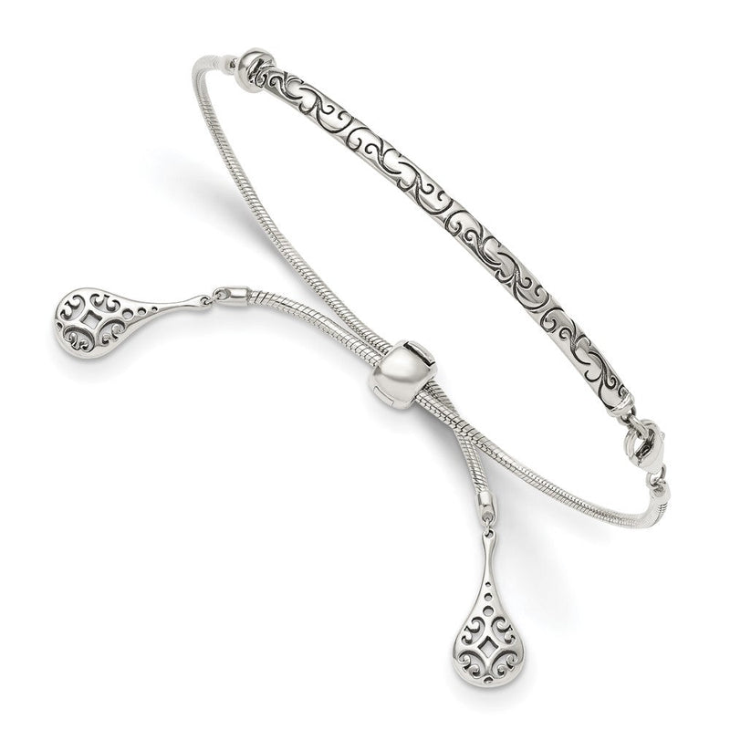 Sterlingsilber Antikisiert Filigran Drops Verstellbar Armband
