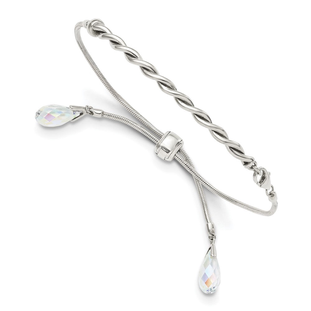 Sterlingsilber Antikisiert Kristall Tassel Verstellbar Armband