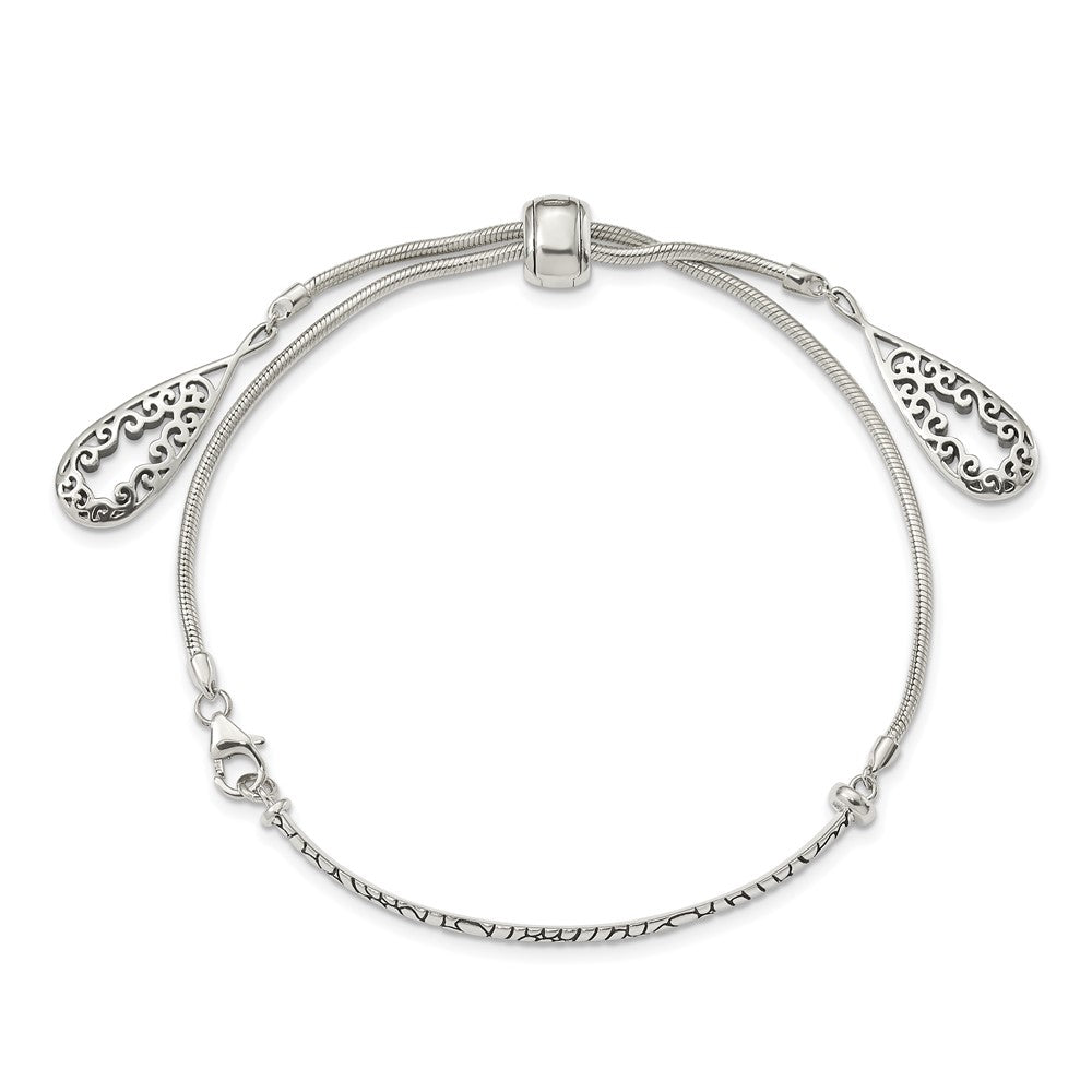 Sterlingsilber Antikisiert Filigran Teardrops Verstellbar Armband