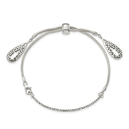 Sterlingsilber Antikisiert Filigran Teardrops Verstellbar Armband