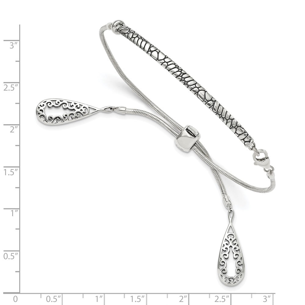 Sterlingsilber Antikisiert Filigran Teardrops Verstellbar Armband