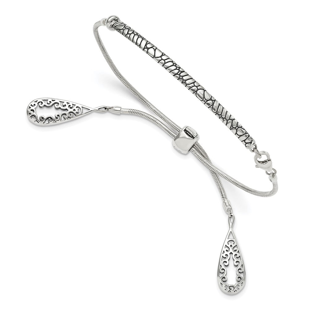 Sterlingsilber Antikisiert Filigran Teardrops Verstellbar Armband