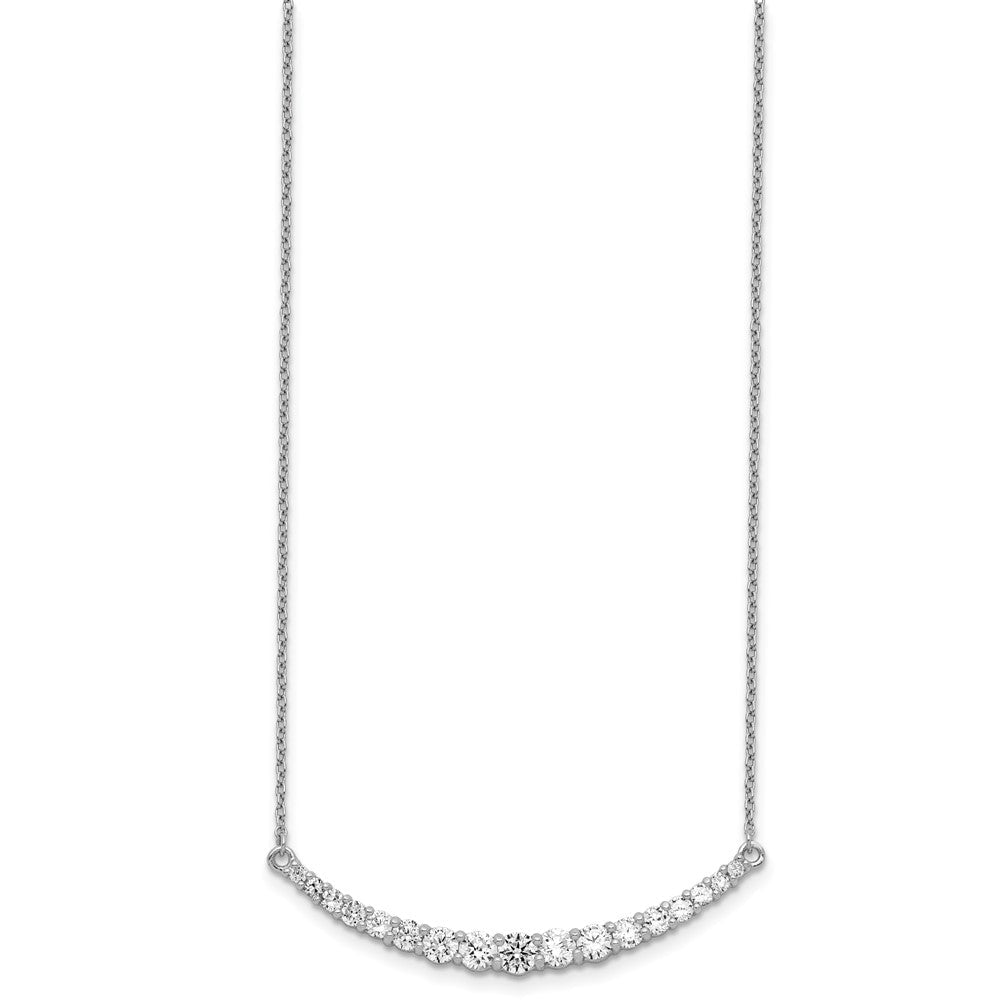 Sterlingsilber Rhodiniert Zirkonia mit 2 Zoll Verlängerung. Stab Halskette