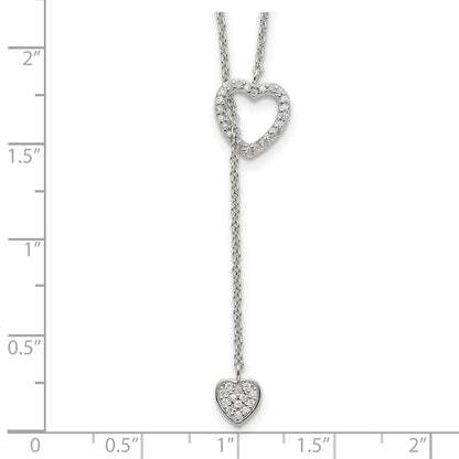 Sterlingsilber Rhodiniert Poliert Verstellbar Herzen mit Zirkonia Halskette