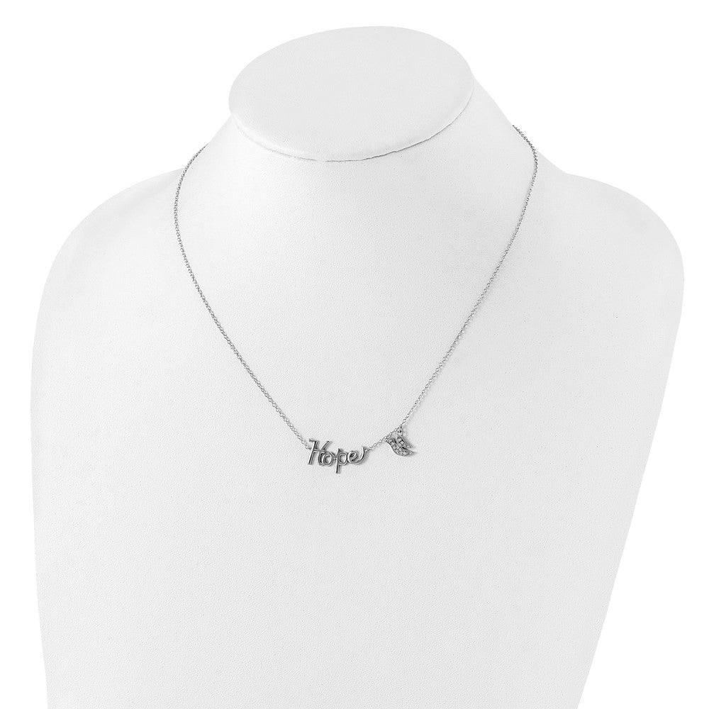 Sterlingsilber Rhodiniert Hoffnung mit Zirkonia Taube Charm Halskette