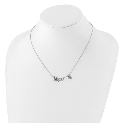 Sterlingsilber Rhodiniert Hoffnung mit Zirkonia Taube Charm Halskette