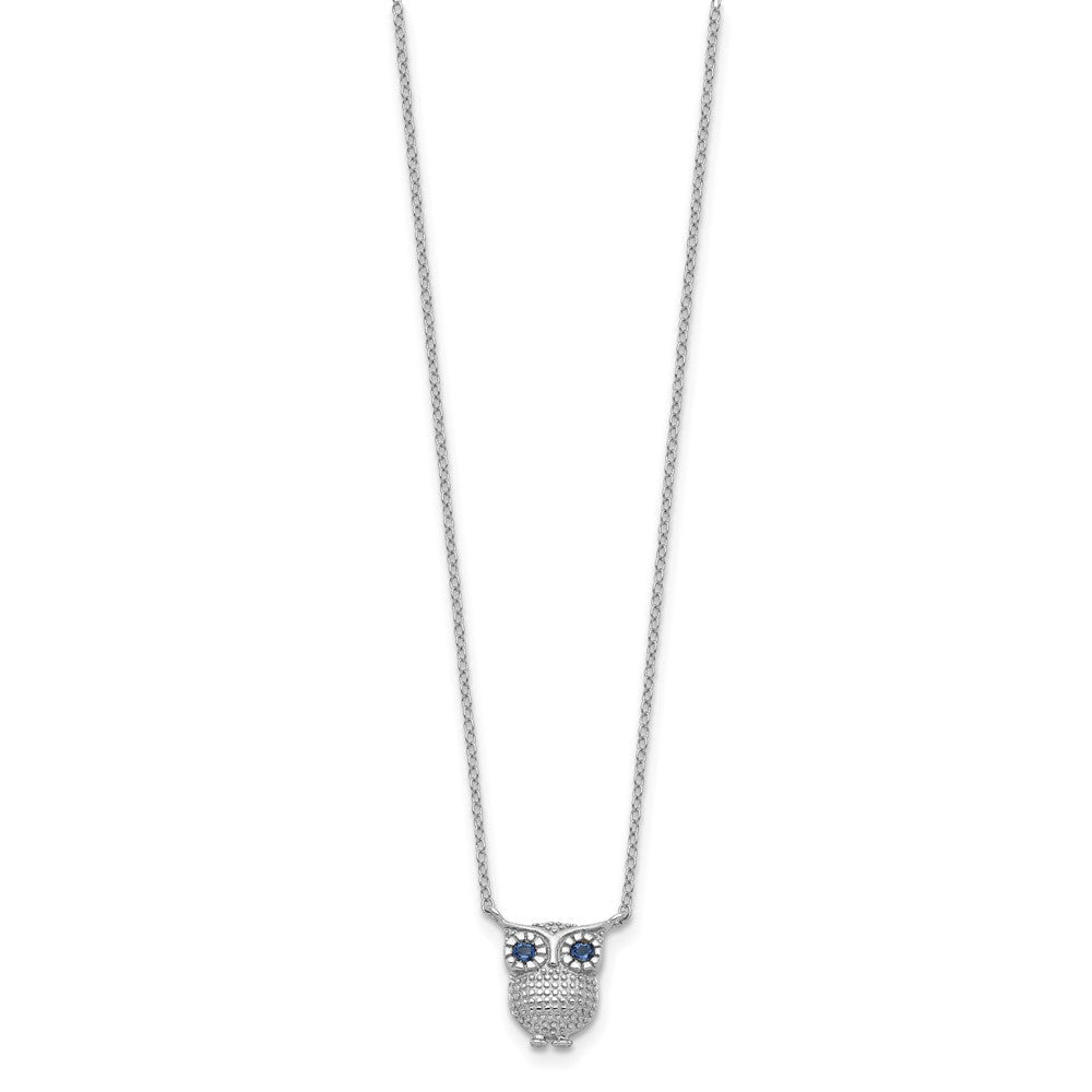 Sterlingsilber Rhodiniert Blau Glas Stein Eule 2 Zoll Verlängerung Halskette