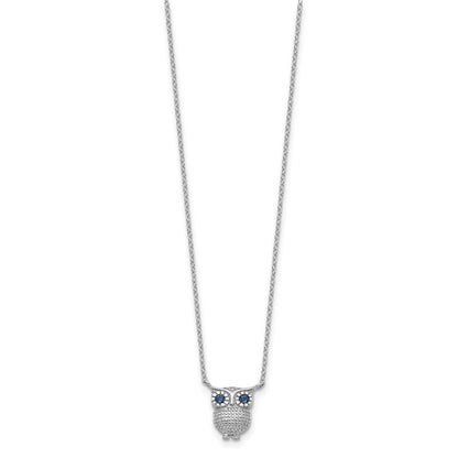 Sterlingsilber Rhodiniert Blau Glas Stein Eule 2 Zoll Verlängerung Halskette