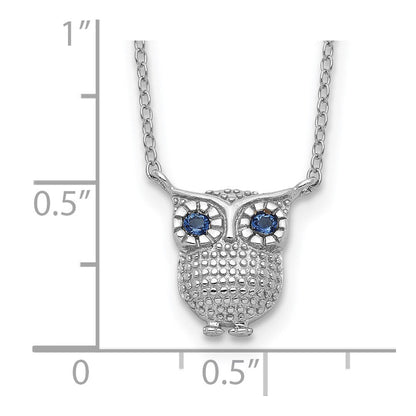 Sterlingsilber Rhodiniert Blau Glas Stein Eule 2 Zoll Verlängerung Halskette