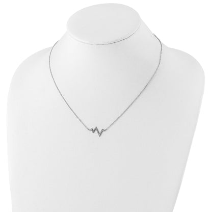 Sterlingsilber Rhodiniert Zirkonia Heartbeat mit 2 Zoll Verlängerung. Halskette