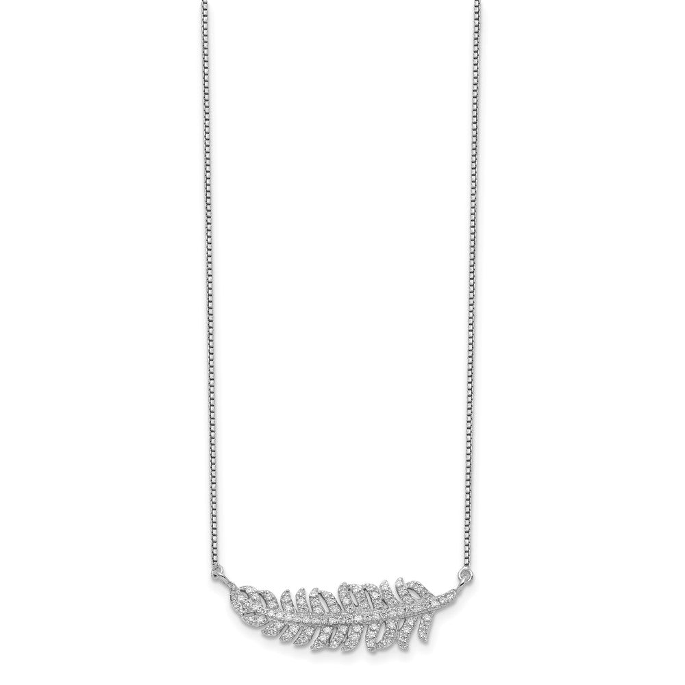 Sterlingsilber Rhodiniert mit Zirkonia Blatt Halskette