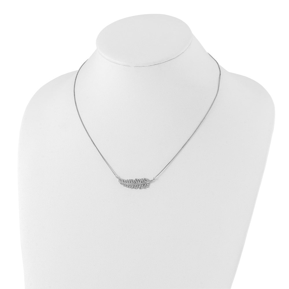 Sterlingsilber Rhodiniert mit Zirkonia Blatt Halskette