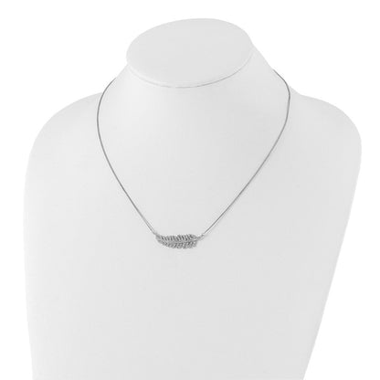 Sterlingsilber Rhodiniert mit Zirkonia Blatt Halskette