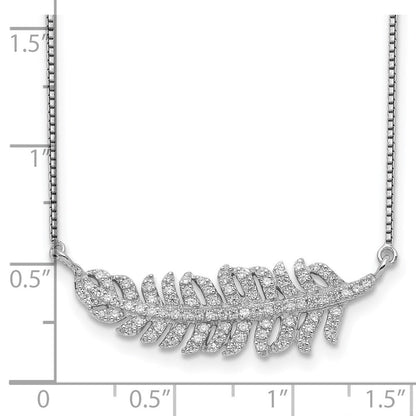 Sterlingsilber Rhodiniert mit Zirkonia Blatt Halskette
