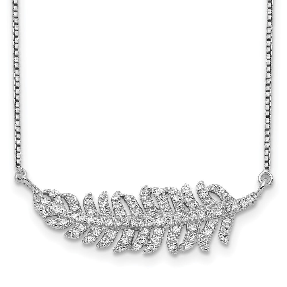 Sterlingsilber Rhodiniert mit Zirkonia Blatt Halskette