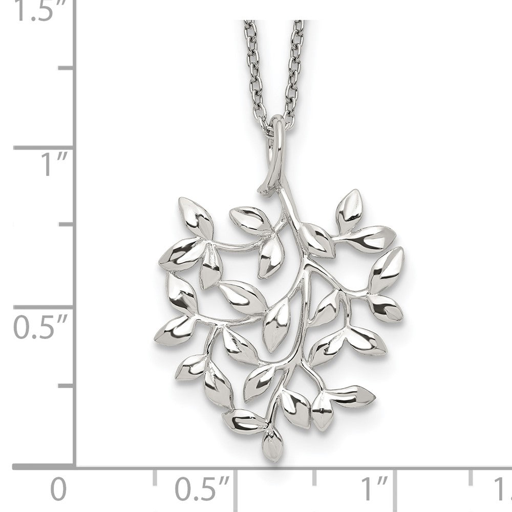 Sterlingsilber Rhodiniert Poliert Zirkonia Blatt Halskette