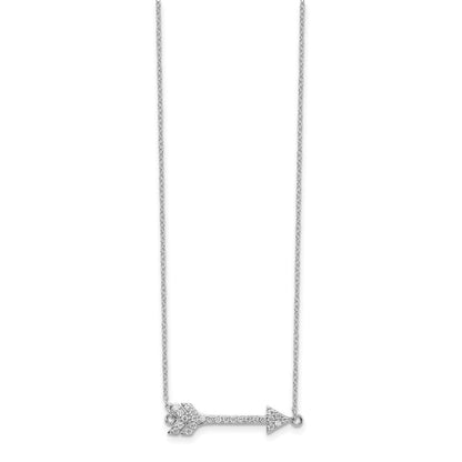 Sterlingsilber Rhodiniert Zirkonia Pfeil mit 2 Zoll Verlängerung. Halskette