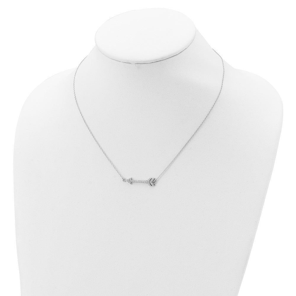Sterlingsilber Rhodiniert Zirkonia Pfeil mit 2 Zoll Verlängerung. Halskette