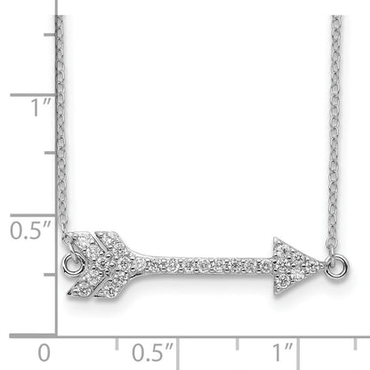 Sterlingsilber Rhodiniert Zirkonia Pfeil mit 2 Zoll Verlängerung. Halskette