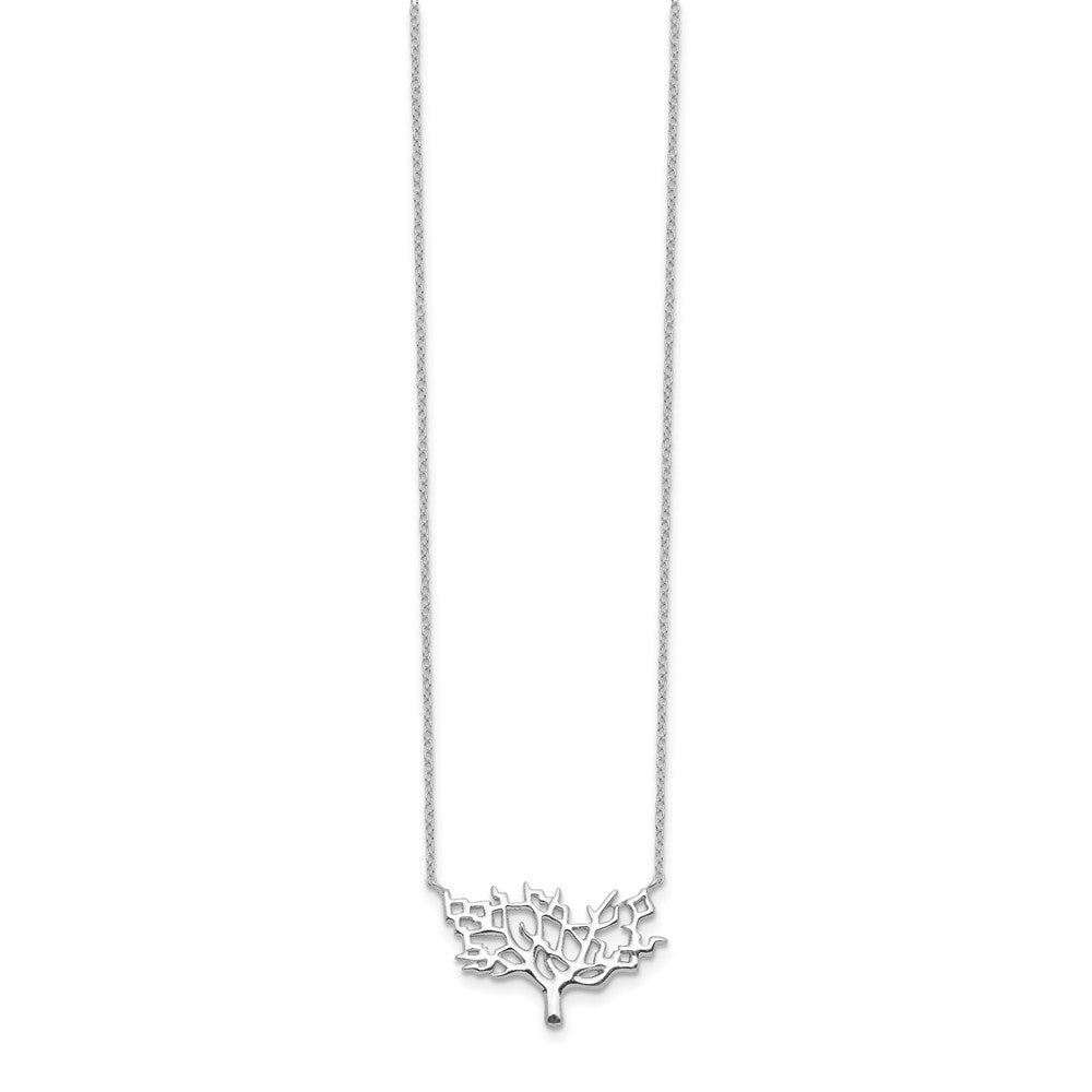 Sterlingsilber Rhodiniert Baum mit 2 Zoll Verlängerung. Halskette