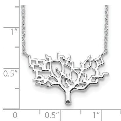 Sterlingsilber Rhodiniert Baum mit 2 Zoll Verlängerung. Halskette