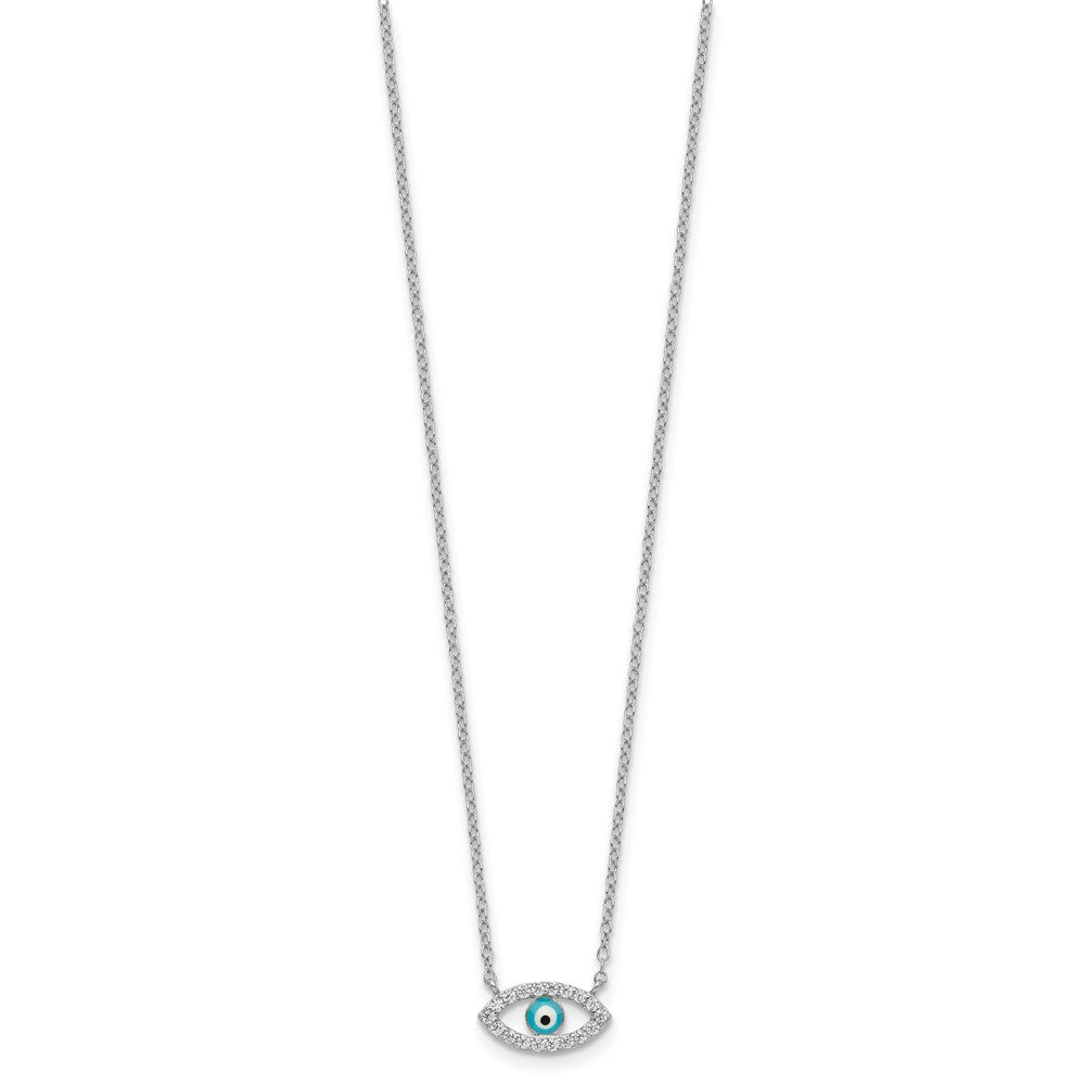 Sterlingsilber Rhodiniert Emaille Auge mit Zirkonia Halskette